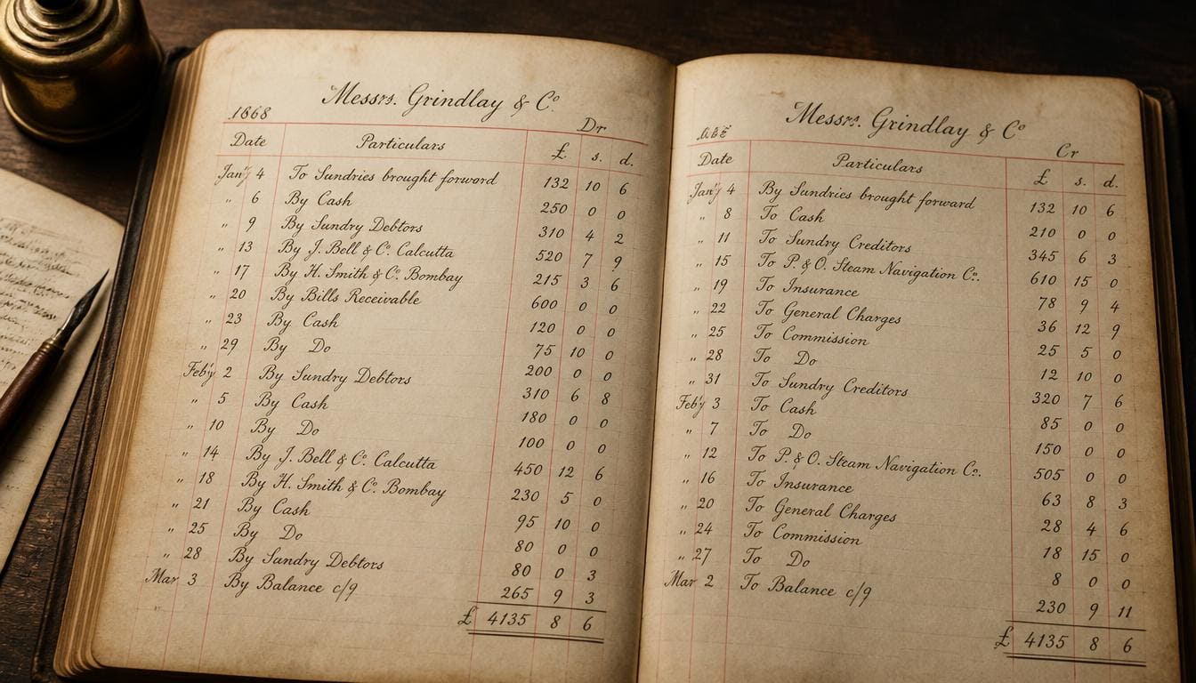 Nineteenth-century colonial ledger showing handwritten columns of figures