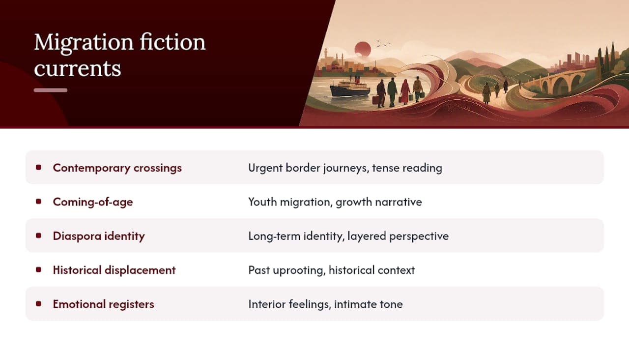 Diagram of migration fiction thematic currents